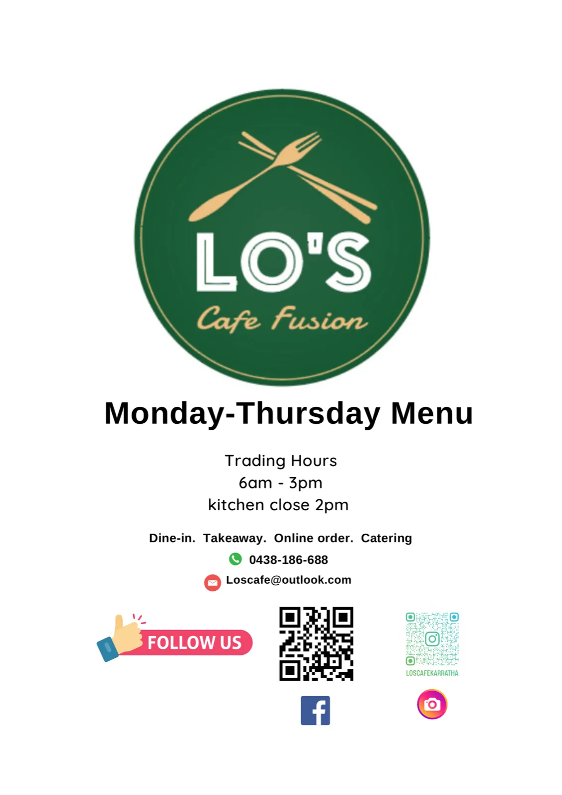 Lo's Cafe menu page 1