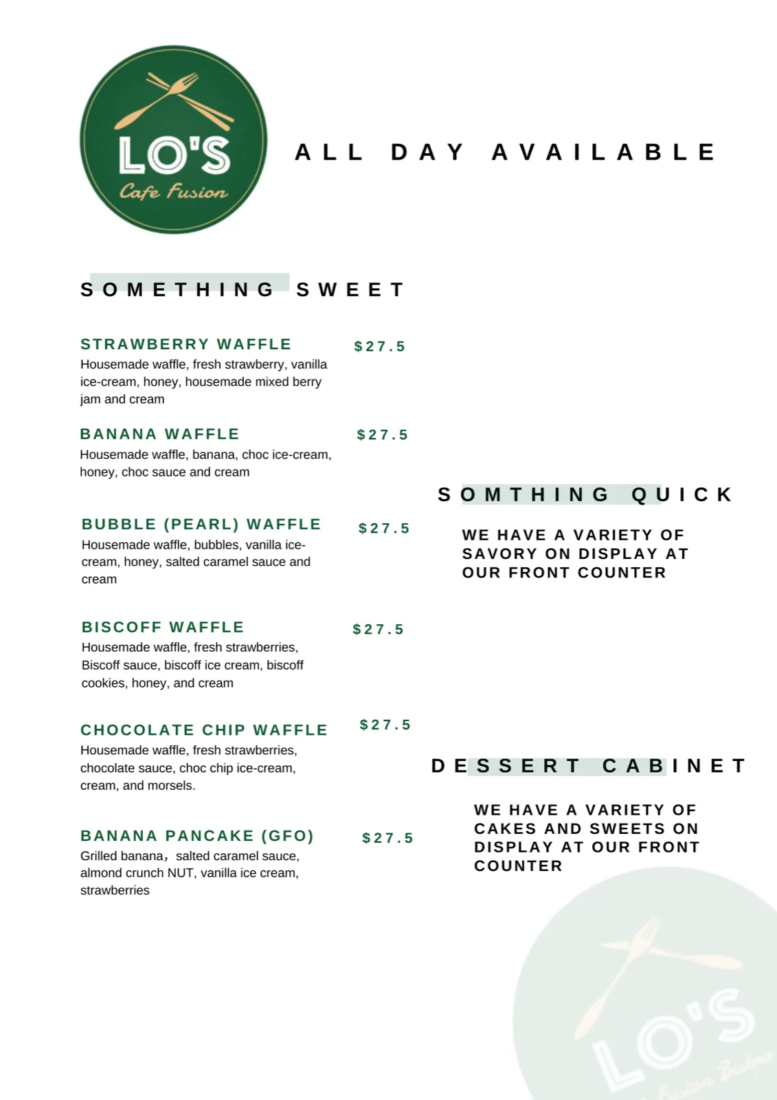 Lo's Cafe menu page 7