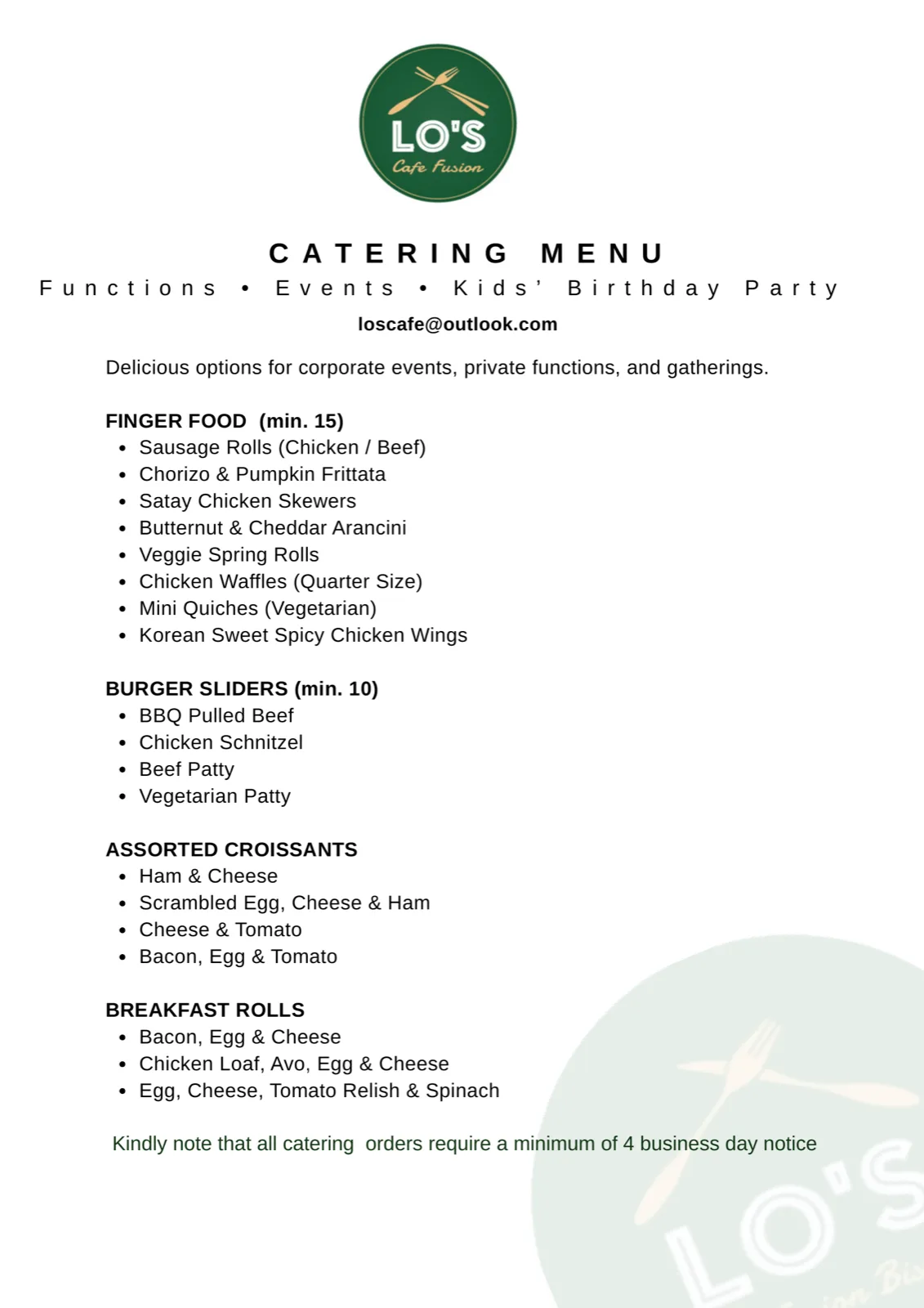 Lo's Cafe menu page 11