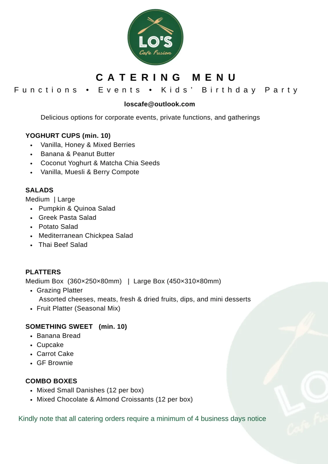 Lo's Cafe menu page 12
