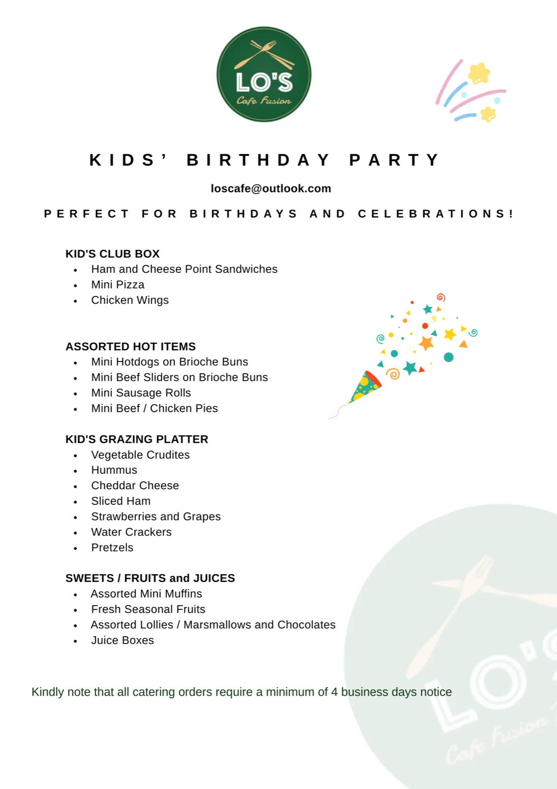 Lo's Cafe menu page 13