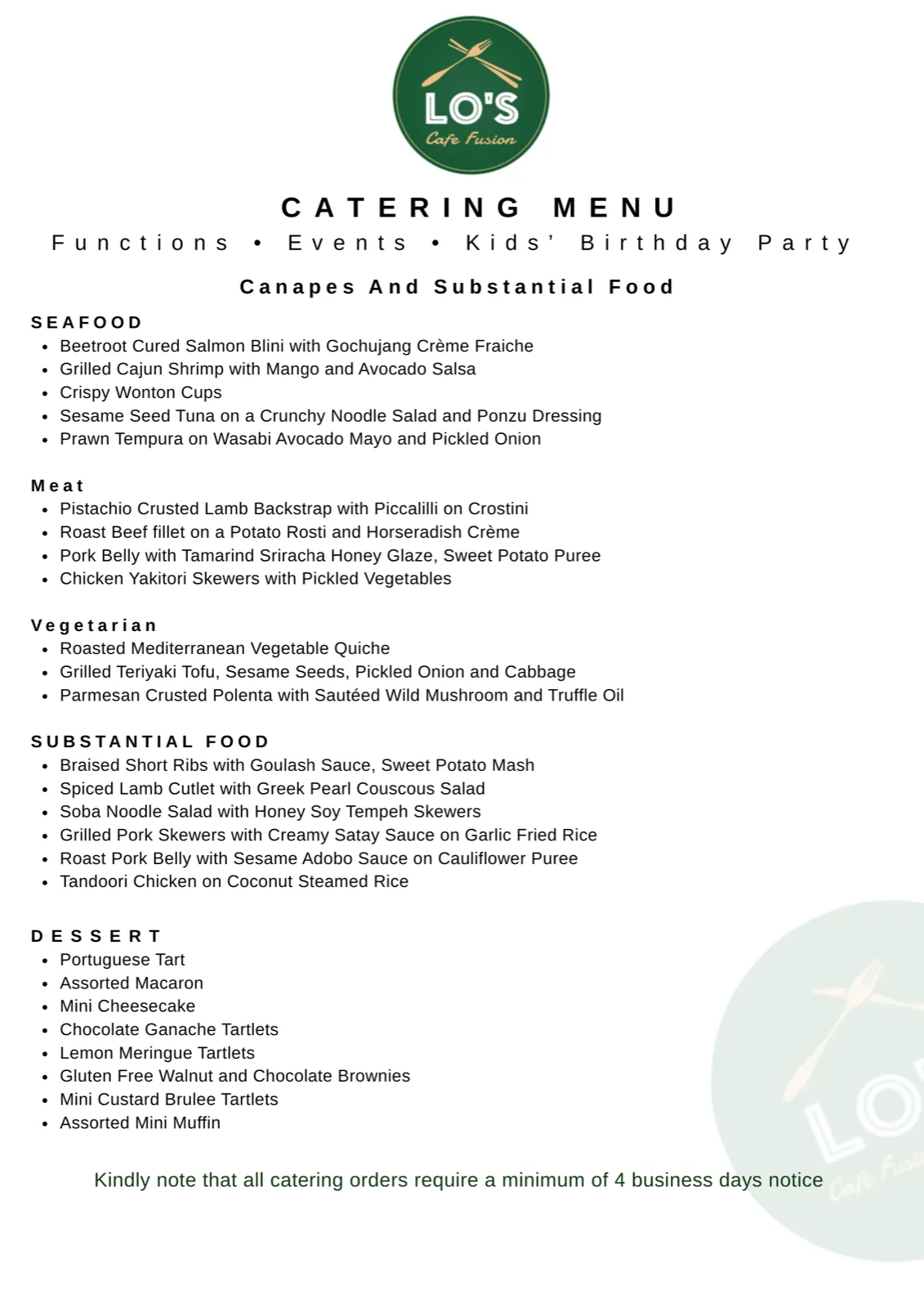 Lo's Cafe menu page 14